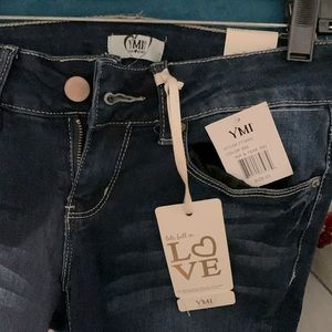 NWT dark distressed YMI Love Jeans Size 3 Roll Up or straight legs